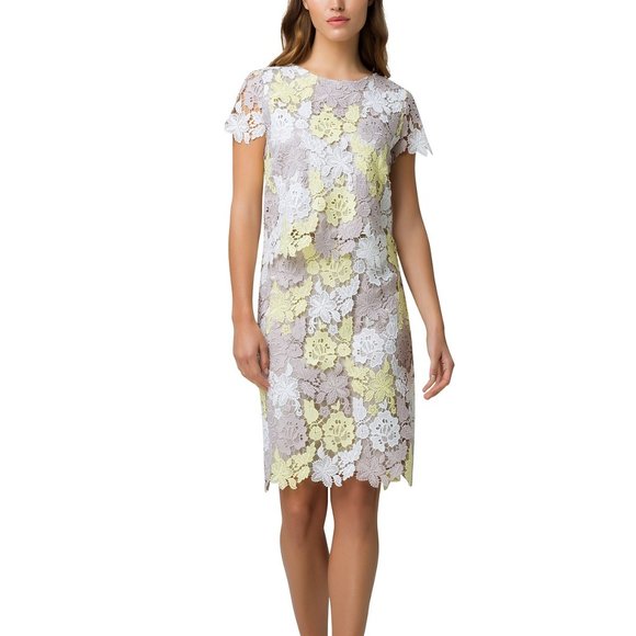 Tahari Dresses & Skirts - Tahari ASL Yellow Ivory Floral Lace Skirt Set